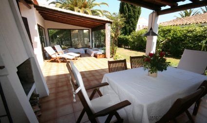 Terrace with dining table and BBQ area 